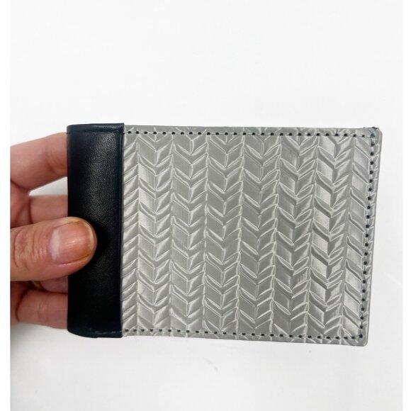RARE NEW Stewart/Stand Thin Stainless Steel Wallet RFID Blocking Herringbone - Picture 2 of 12